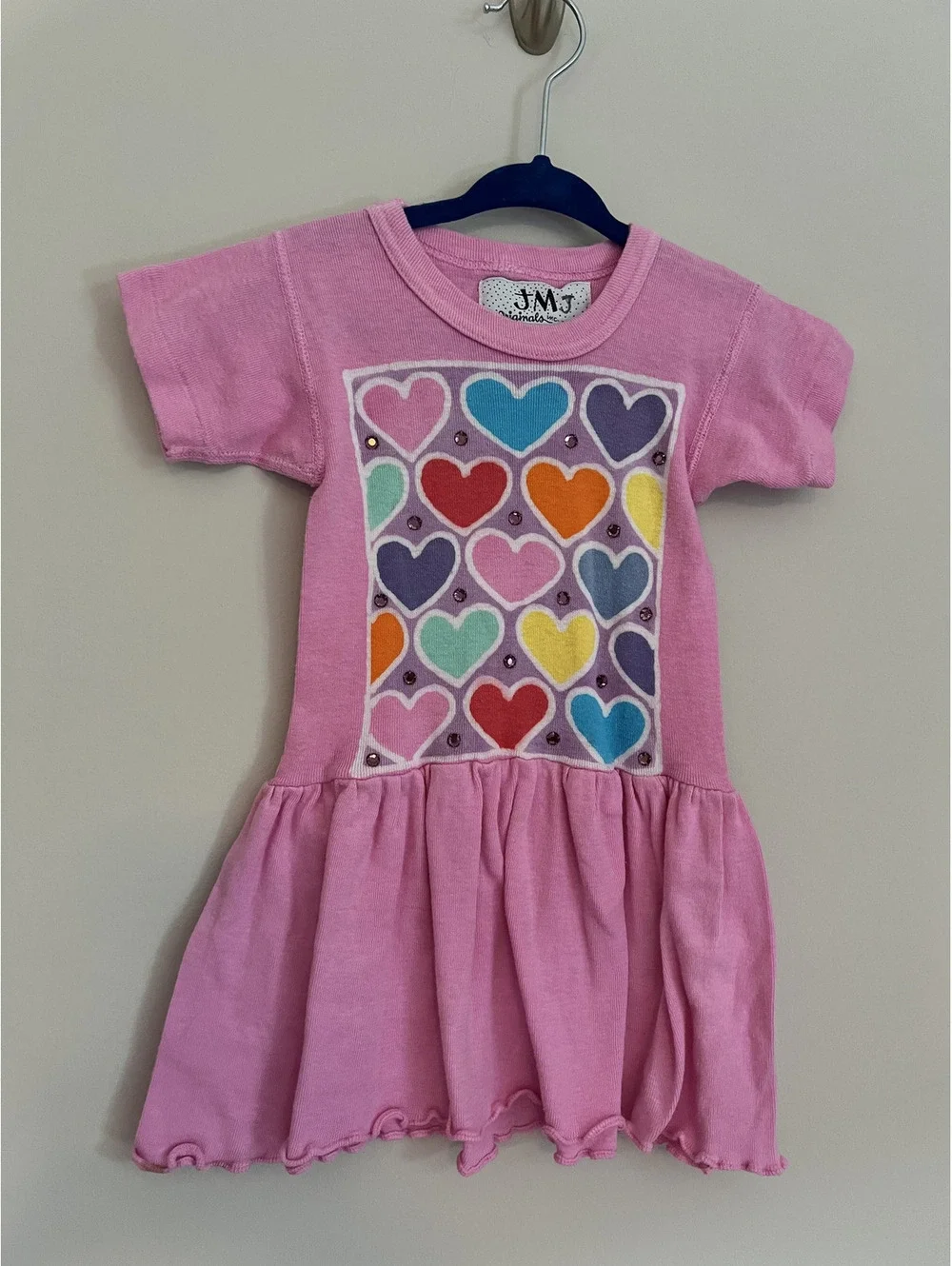 Vintage JM Originals Pink Heart Short Sleeve Dress